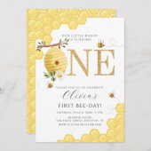 我々のリトルハニービー1st蜂の日誕生日 招待状 (正面/裏面)