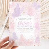 我々のリトルバタフライガールズピンク誕生日 招待状