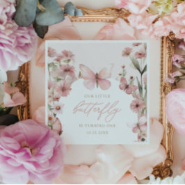 我々のリトルバタフライピンクガールズ誕生日 スタンダードカクテルナプキン