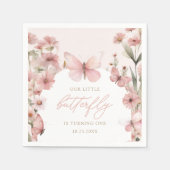 我々のリトルバタフライピンクガールズ誕生日 スタンダードカクテルナプキン (正面)