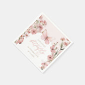 我々のリトルバタフライピンクガールズ誕生日 スタンダードカクテルナプキン (角)