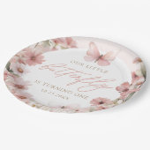 我々のリトルバタフライピンクガールズ誕生日 ペーパープレート (アングル)