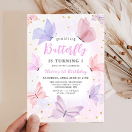 我々のリトルバタフライピンクガールズ誕生日 招待状
