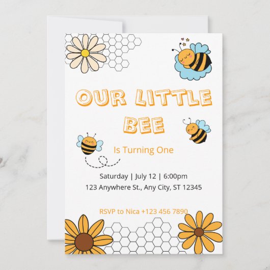 我々のリトルビーのまわりに誕生日パーティー 招待状 (正面)