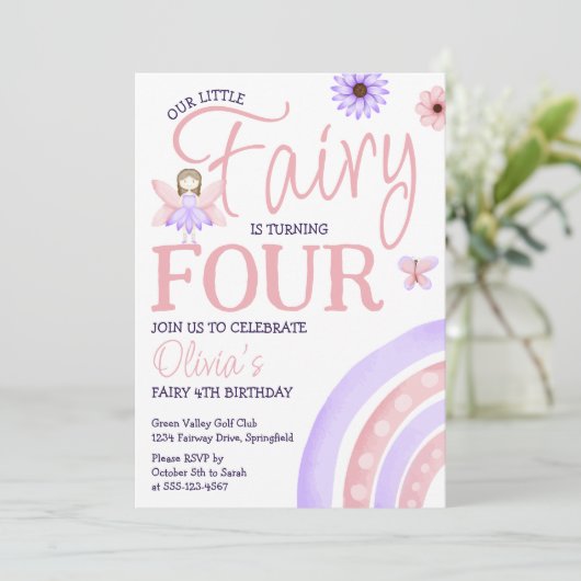 我々のリトルフェアリーマジカルレインボーピンク誕生日 招待状 (スタンド正面)