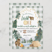 我々のリトルベアはワイルドワン誕生日招待状 招待状 (正面/裏面)