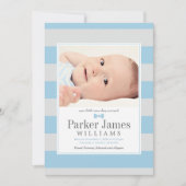 我々のリトルマンブルーグレーハンサム男の赤ちゃん誕生 案内状 (正面)