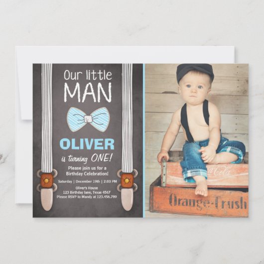 我々のリトルマン誕生日招待状ボーボウタイ 招待状 (正面)