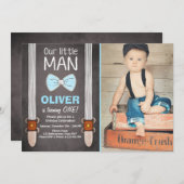 我々のリトルマン誕生日招待状ボーボウタイ 招待状 (正面/裏面)