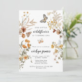 我々のリトルワイルドフラワーファースト誕生日招待状 招待状 (スタンド正面)