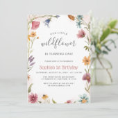 我々のリトルワイルドフラワー1stベビーガール誕生日 招待状 (スタンド正面)