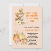 我々のリトル・カボチャは緑の写真を一つ回している 招待状 (正面)