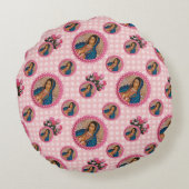 我々のレディーオブグアダルーペピンクローズ装飾用クッション ラウンドクッション (裏面)