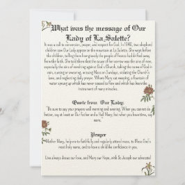 我々のレディーオブラサレット祈りの言葉カード 招待状