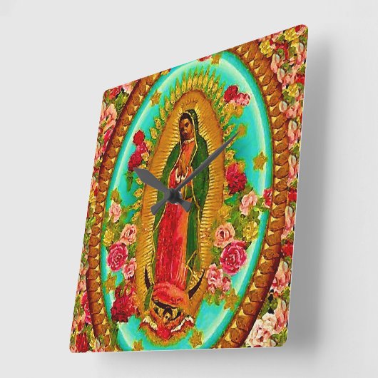 我々のレディーグアダループメキシコ聖ヴァージンマリア スクエア壁時計 (傾斜)