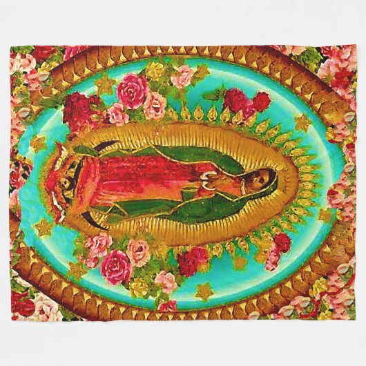 我々のレディーグアダループメキシコ聖ヴァージンマリア フリースブランケット (正面(横))