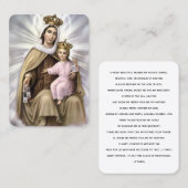 我々のレディ・オブ・山カルメルベビーイエス祈りの言葉カード 名刺 (正面/裏面)