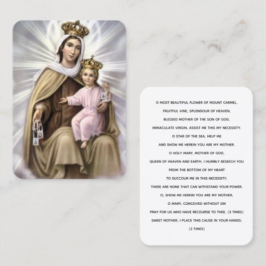 我々のレディ・オブ・山カルメルベビーイエス祈りの言葉カード 名刺 (正面/裏面)