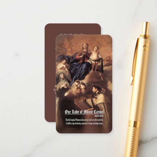 我々のレディ・オブ・山・カーメル祈りの言葉 エンクロージャーカード (正面/裏面インサイチュ)