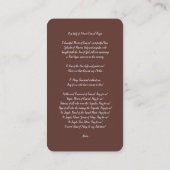 我々のレディ・オブ・山・カーメル祈りの言葉 エンクロージャーカード (裏面)