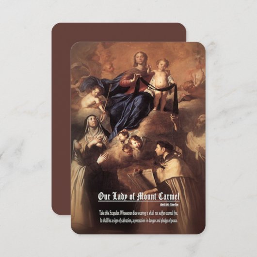 我々のレディ・オブ・山・カーメル祈りの言葉 エンクロージャーカード (正面/裏面)