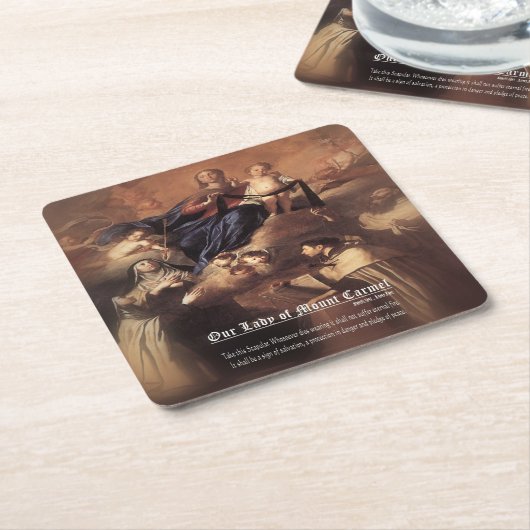 我々のレディ・オブ・山・カーメル祈りの言葉 スクエアペーパーコースター (アングル)