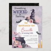 我々の不気味な女の子ハロウィーン誕生日 招待状 (正面/裏面)