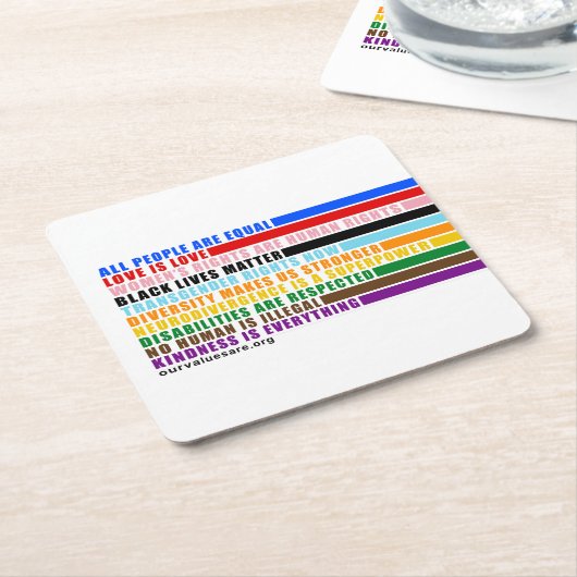 我々の価値観はコースターだ スクエアペーパーコースター (アングル)