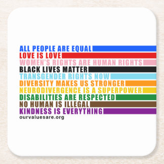 我々の価値観はコースターだ スクエアペーパーコースター