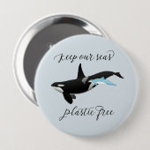 我々の保海のプラスチック製フリードルフィンキラークジラ 缶バッジ (正面&裏面)