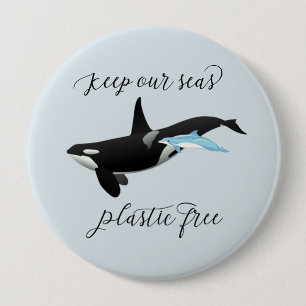 我々の保海のプラスチック製フリードルフィンキラークジラ 缶バッジ