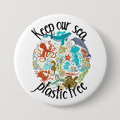 我々の保海プラスチックフリータートルクジラ 缶バッジ (正面)