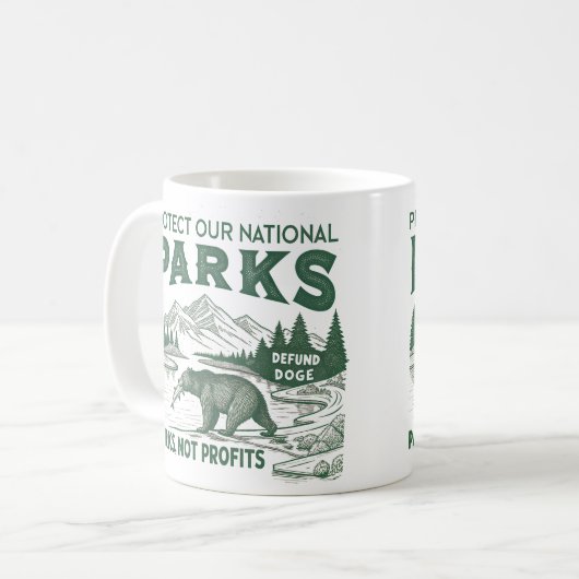 我々の保護国立公園の基金を取り除くドージパークス コーヒーマグカップ (正面左)