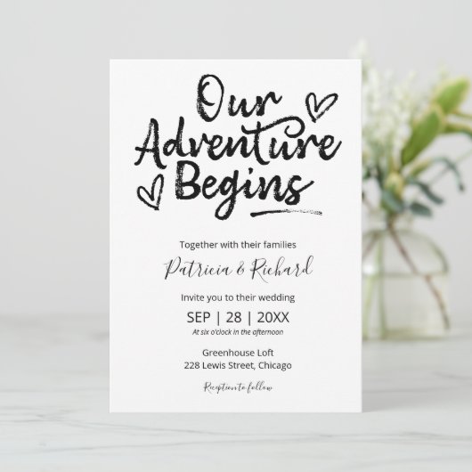 我々の冒険が始まる素朴結婚式招待状 招待状 (スタンド正面)