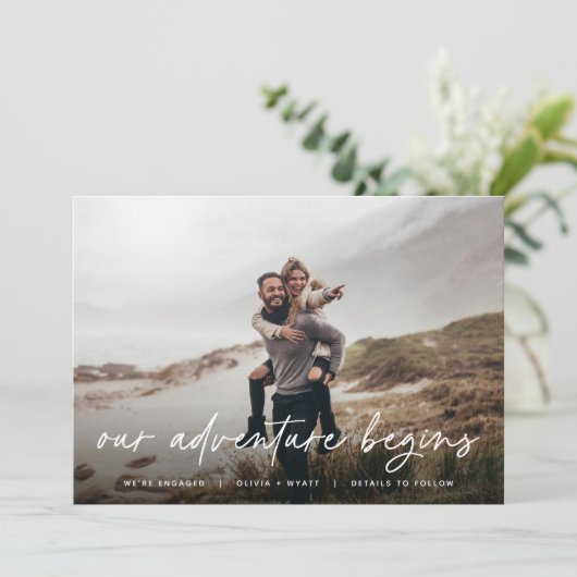 我々の冒険が始まる |フォト婚約 案内状 (スタンド正面)