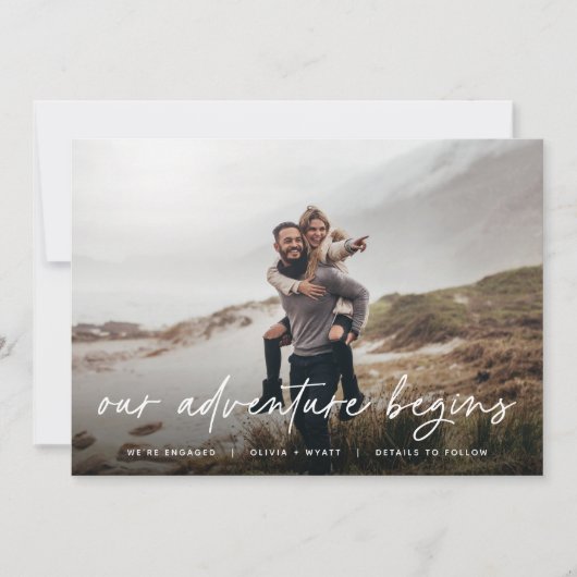 我々の冒険が始まる |フォト婚約 案内状 (正面)