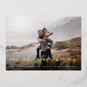 我々の冒険が始まる |写真の完全保存日付 箔招待状 (正面)