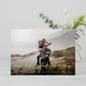 我々の冒険が始まる |写真の完全保存日付 箔招待状 (立ち正面)