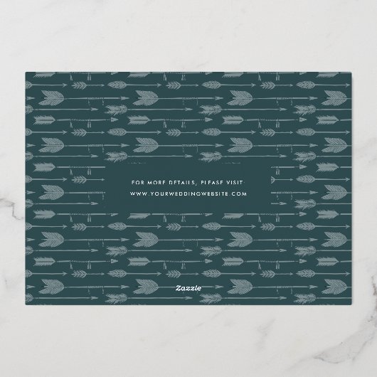 我々の冒険が始まる |写真の完全保存日付 箔招待状 (裏面)