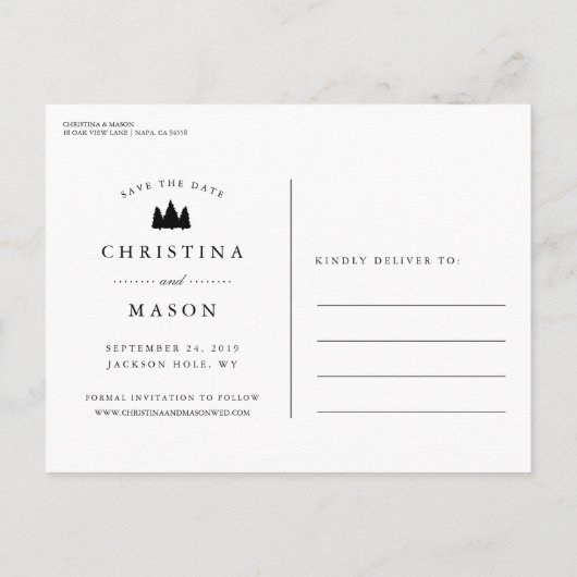 我々の冒険が始まる | 3枚の写真の保存日付 案内ポストカード (裏面)