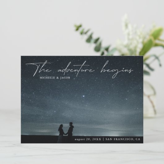 我々の冒険が開始する写真を保存する日付カード セーブザデート (スタンド正面)