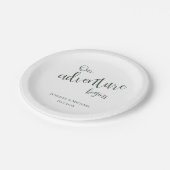 我々の冒険はエバーグリーンタイポグラフィ結婚の ペーパープレート (アングル)