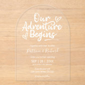 我々の冒険はシック素朴に始ま結婚る アクリル招待状 (正面)