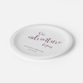 我々の冒険はプラム・タイポグラフィ結婚の ペーパープレート (アングル)