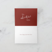 我々の冒険はマルーンの書道感謝していを始める カード (内部)