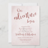 我々の冒険はマルーンの書道結婚の 招待状 (正面)