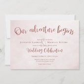 我々の冒険はマルーンの書道結婚の 招待状 (正面)