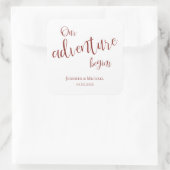 我々の冒険はマルーンタイポグラフィ結婚の スクエアシール (バッグ)