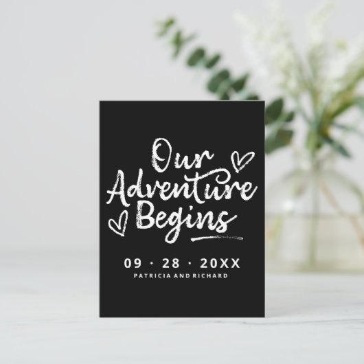 我々の冒険は写真ではない日付を保存し始める ポストカード (スタンド正面)