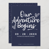 我々の冒険は写真ではない日付を保存し始める 招待状 (正面/裏面)